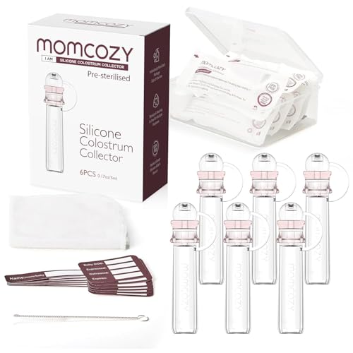 Momcozy Colostrum Collector Kolostrum-Sammler Wiederverwendbarer Muttermilch-Sammler tragbarer Kolostrum-Behälter zum Füttern des Babys Mehrzweck-Sammler BPA-frei 5ml-6St.