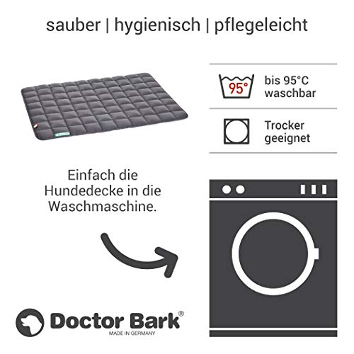 Doctor Bark Hundedecke – weiche, hochwertige Hundematte für größere Hunde, robuste Indoor-Outdoor Liegedecke, waschbar bis 95 °C (Gr. L, 100x80 cm, Grau)