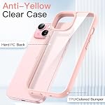 JETech Case for iPhone 15 6.1-Inch, Shockproof Phone Bumper Cover, Solid Color Matte TPU Frame, Anti-Scratch Clear Back (Pink)
