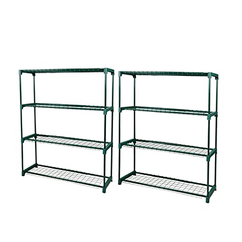 Levede 2X 4 Tier Plant Stand 106cm Tall Metal - Greenhouse, Indoors, Outdoors, Shelf, Tall, Flower Pot, Holder, Green