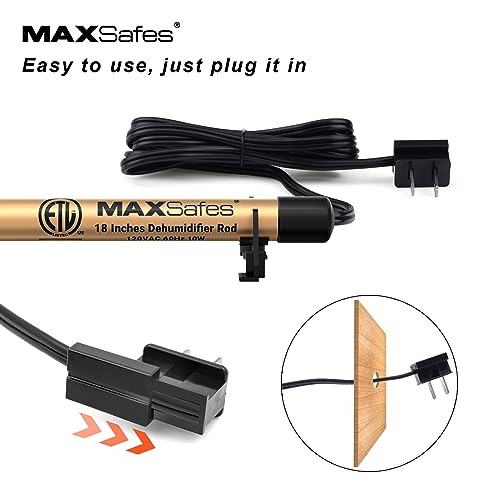 MAXSafes Gun Safe Dehumidifier Rod, Dry Rod - Easy Installation Plug-in Electric Dehumidifier Eliminates Moisture for Gun Safes & Cabinets, ETL Approved (18in)