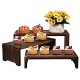 Infankey 3-Tier Wooden Cupcake Stand & Display Risers, for Food Desserts & More, Sturdy & Reusable