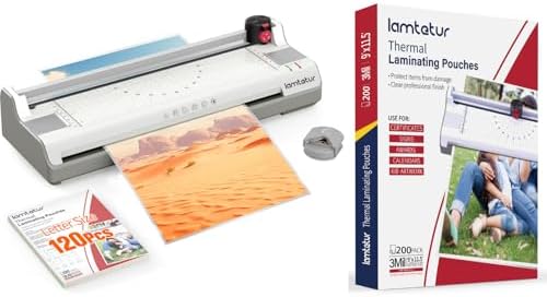 11X17 Thermal&Cold Laminator Machine with 320pcs 3Mil Laminating Pouches use for Office/Home/Teacher/Classroom,Built-in Paper Trimmer,Couner Rounder.