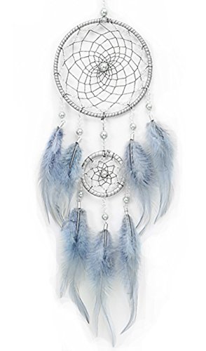 DOFE Handmade Dream Catcher, Dream Catchers with Lace and Tassels,Small Dream Catchers for Cars Decoration.Best Gift for Girls. (Light Grey)