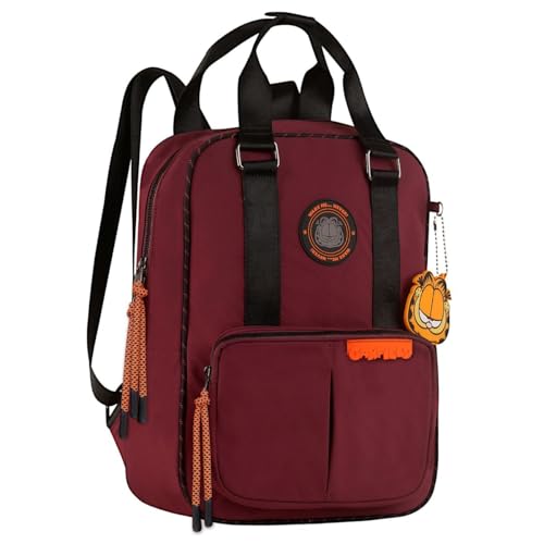 Mochila Bolsa de Costas Feminina Garfield Prática Dia a Dia Passeio Espaçosa Resistente (Vinho)