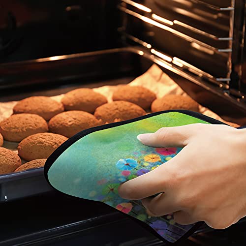 Abstract Floral Watercolor Painting Pot Holders Set Of 2 Kitchen Heat Resistant Potholder For Microwave Cooking Baking Oven End Dishes And Bbq #TOP6