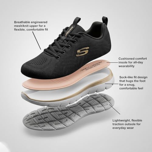 Image of Skechers Womens Summits Black Gold Casual Slip On Shoe