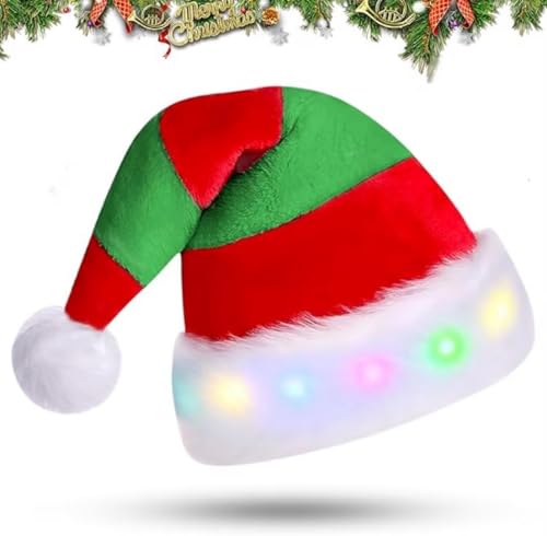 JOKILY Weihnachtsmütze, LED Plüsche Weihnachtsmann Mütze,...