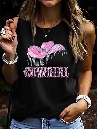 ASTANFY Western Tank Tops for Women Cowgirl Tops Sleeveless Country Shirts Summer Vacation Outfits3