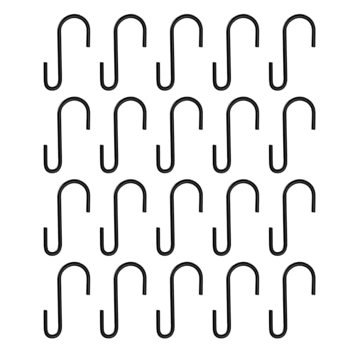 iLamvie 20 ganchos en S de acero inoxidable para colgar, S Hacken pequeños ganchos de carga doble ganchos para colgar ganchos,ganchos grandes para cocina, baño, dormitorio y oficina (negro)