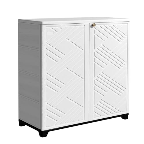 Mrosaa Caja de almacenamiento para exteriores/interiores, gabinete de almacenamiento de resina y plástico impermeable, armario exterior para patio, jardín, balcón, patio trasero, todas las