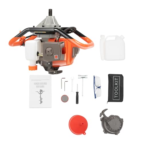 Tarière 2 Temps 71cc Excavatrice De Trous De Sol 2,3 KW 300 tr/min Foret De 10 à 20cm Réservoir D'eau De 1 L Convient Pour La Plantation Les Clôtures Et Les Terres Agricoles