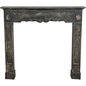 Biscottini Shabby Fake Open haard 114 x 102 x 20 cm | Schoorsteenframe Shabby van hout | Decoratieve open haard met antieke afwerking
