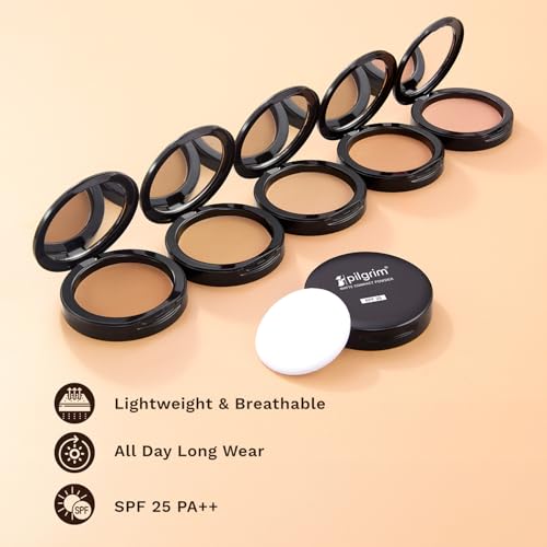 Image of Pilgrim Caramel-25 Matte Finish Compact Powder SPF 25 Absorbs Oil, Conceals & Gives Radiant Skin
