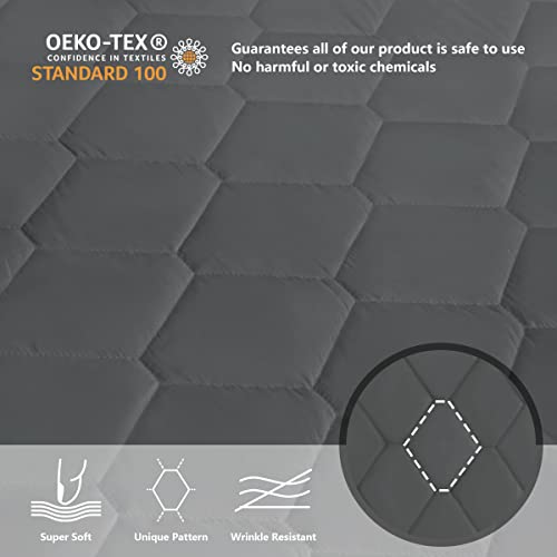 Cal King Waterproof Mattress Protector, Breathable Noiseless Mattress Cover, Deep Pocket Fit Up To 21 Inches, Quilted Alternative Filling Mattress Pad Cover (Grey) #TOP3