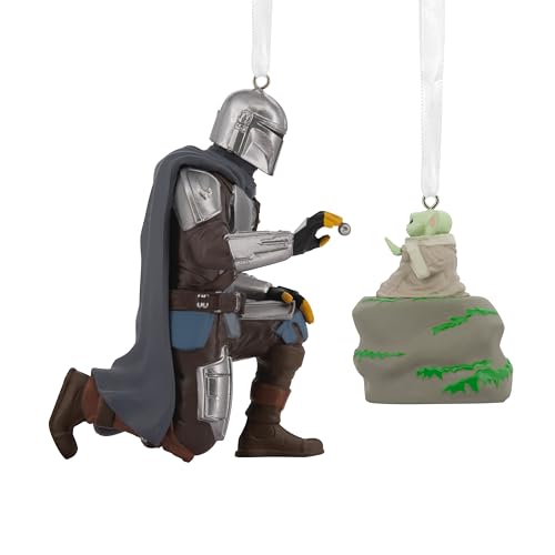 Hallmark Storied Moments, The Mandalorian & Grogu, decoración de árbol de Star Wars, Adorno Colgante de Resina, Adorno Colgante de Navidad, Regalos para Navidad