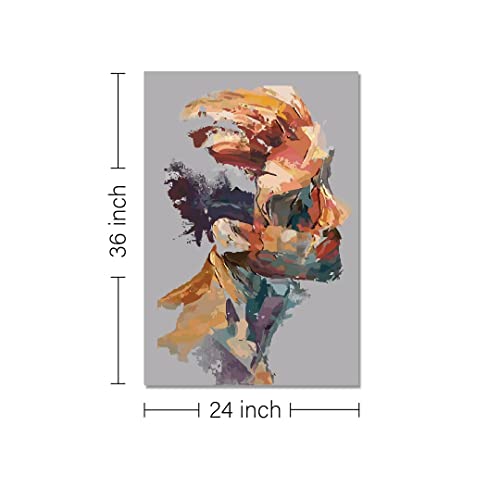 Image of RANGOLI 100% Cotton Stretched Canvas Painting 400 GSM, Framed Man Canvas Abstract Wall Art for Living Room, 3D Paintings for Wall Decor (24 x 36 Inch With Frame)