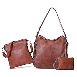 Set de 3 Sacs - Polyvalent et Élégant ：Ce sac a main femme bandouliere set comprend un grand sac fourre-tout, un sac bandoulière rétro pratique et une élégante bourse à main (wristlet). Idéal pour le quotidien – associez ces accessoires tendance avec un manteau, un long manteau en laine ou une doudoune pour un look décontracté-chic !