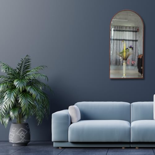 Image of Modern Elegance Semi Circle Wall-Mounted Mirror Metal Framed Wall Mirror Bathroom Mirror Living Room Mirror Home Decor Mirror 24 x 48 Inches Color Copper MF 82