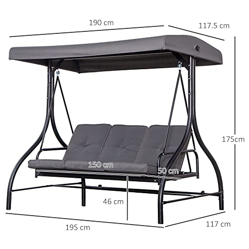 Outusunny Dondolo da Giardino 3 Posti, Dondolo
