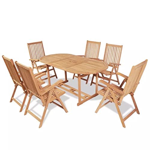 ZHOUMIN Set Comedor de jardín 7 pzas, Muebles para Jardín Y Terraza, Conjuntos De Muebles De Jardín, Conjunto De Balcón, con sillas Plegables Teca Maciza