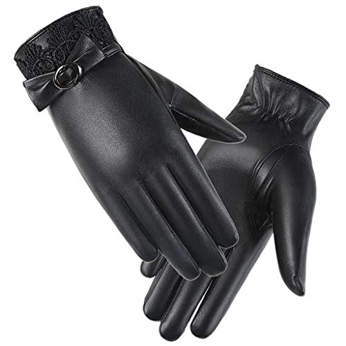Gants en PU pour femmes gants chauds élégants effet cuir de qualité