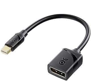Cable Matters Przejściówka z Mini DisplayPort na DisplayPort (Mini DP na DP) w kolorze czarnym - Obsługa rozdzielczości 8K - Zgodność z portami Thunderbolt i Thunderbolt 2