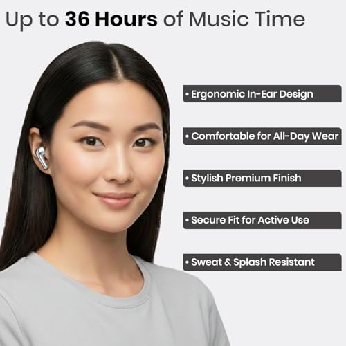 Image of ONE 7 Shine PODS Wireless in-Ear Earbuds | 13mm Dynamic Driver | Deep Bass | ENC Calling | Bluetooth v5.3 | Up to 36 Hours Playtime | Lightweight with Silicone Case (ON TWS-54) (Silver)