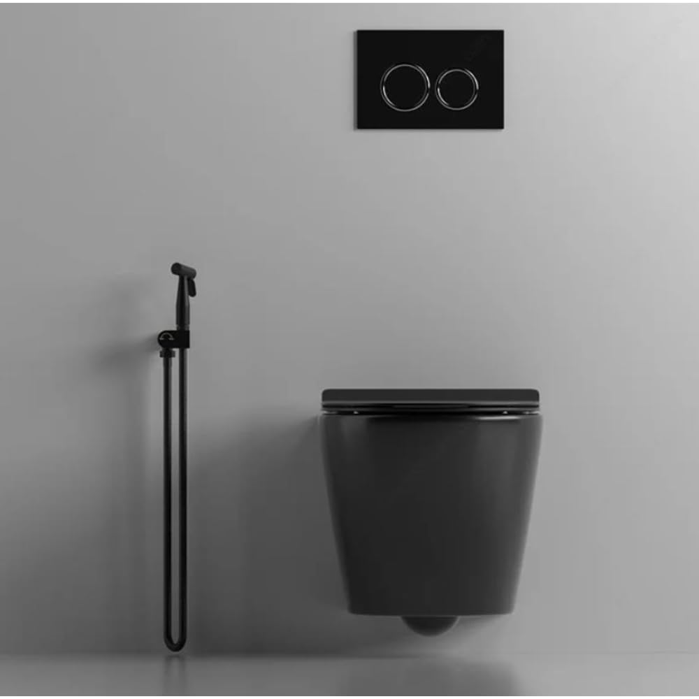 Inodoro Completo Suspendido Negro Mate y Asiento Ultra Fino con Caída Amortiguada