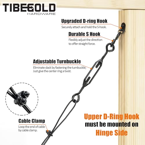 Image of Anti Sag Gate Kit for Wooden Fence, Black Anti-Sagging Gate Support Cable Kit Hardware, Gate Sag Frame Kit Hardware No Sag Gate Kit Hardware, Wood Gate Repair Kit for Outdoor, 1 Pack
