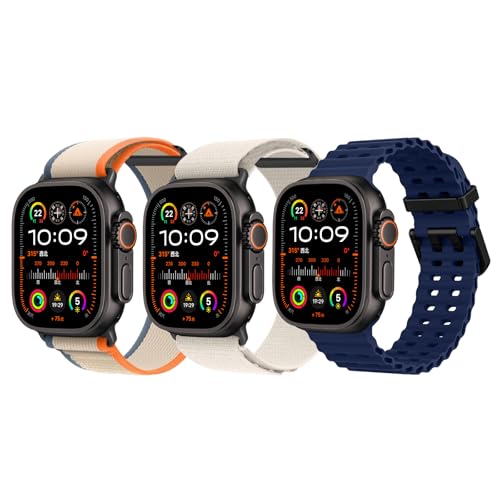 Alpine Loop Nylon Band - Compatible with Apple Watch Ultra 2/Ultra Bands 49mm 45mm 44mm for Men Women, Adjustable with Metal C Hook Strap for iWatch Ultra 2 iWatch Ultra Series 10 46mm SE/9/8/7/6/5