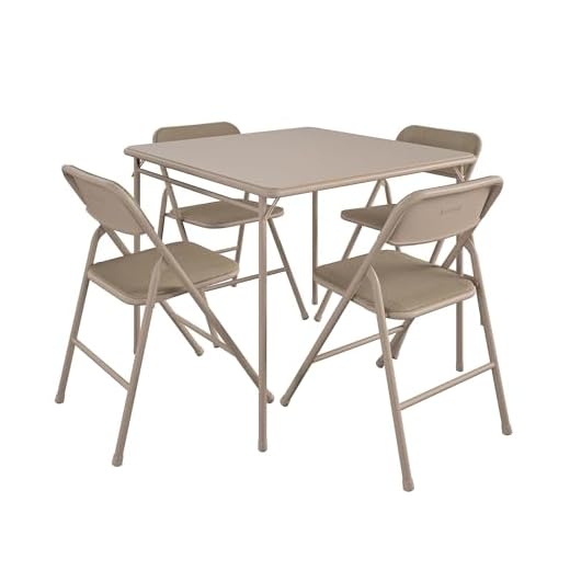 COSCO 5 Piece, Tan Folding Table and Chair Set.