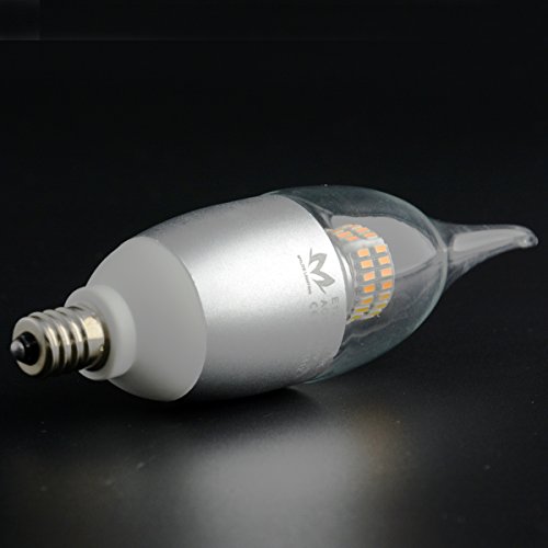 (Pack of 6,Soft/Warm White)Mylite 6 Watt LED Chandelier Light Bulbs,50 Watt Incandescent Bulbs Replacement,E12 Candelabra Base LED,Silver LED Candle Lights,550lm