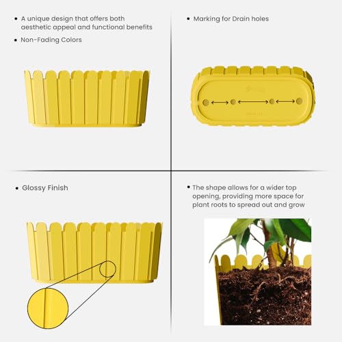 Image of YUCCABE ITALIA SHERA Fence-TRA 14 INCH Plastic Flower Pot Suitable for Inddor Outdoor Kitchen Garden