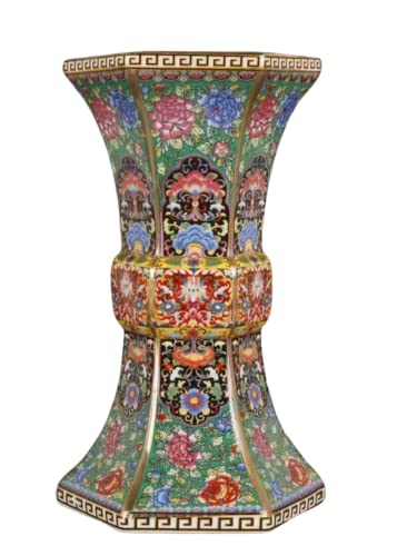  AMITVA Vaso Cinese in Ceramica Vaso Cinese Grande Bianco Vaso per Fiori in Porcellana Vasi Cinesi antichi in Ceramica Vaso Decorativo Tradizionale-C High 24.5 cm
