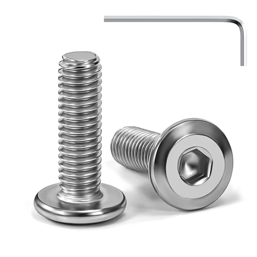 Tunejoy Tornillos de Cabeza Plana M6 x 20 mm Tornillo de Cabeza Hexagonal de Acero Inoxidable A2 V2A Perno de Muebles con llave Allen Rosca Completa 20 Piezas