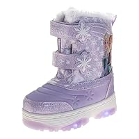 Disney Frozen Snow Boots with LED Lights - Elsa Anna Winter Boot Snowflakes Fur Trim - Purple (size 11 Little Kid)