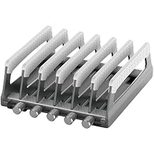 Elestoria 6-Slot Vertical Laptop Stand & Holder Adjustable Aluminum Laptop Stand Vertical for Desk Fits 6 Devices, MacBook & Gaming Laptops Up to 17.3Space Saving Laptop Storage Rack - Grey