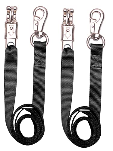 Loaged Adjustable Nylon Cross Ties 2 Pack-Cross Tie with Panic Snap and Bull Snap - Adjusts from 44.5 to 78.3 (Black)