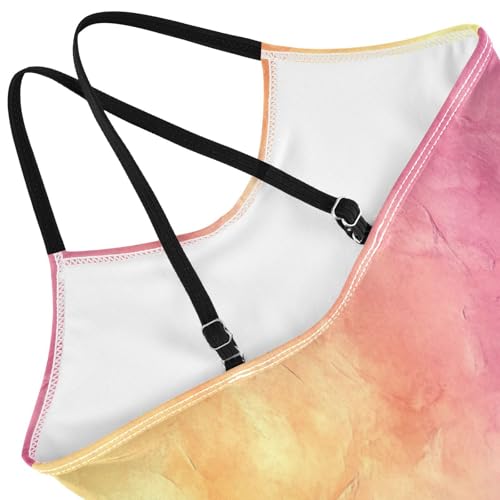 Pigsaly Girls One Piece Swimsuits Purple Rainbow Gradient Kids Cross Back Swimwear Toddler Beach Sport Bathing Suit 3T4