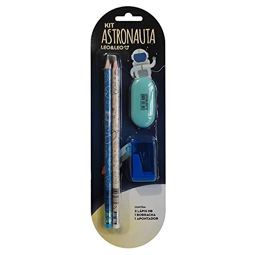 Lapis Grafite C/Borracha 2Un + Apontador Astronauta 72170 Leo E Leo Blister