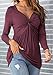 Tankaneo Womens V-Neck Front Knotted Blouse Shirt Long Sleeve Elegant Casual T-Shirt Solid Color Pullover Tops