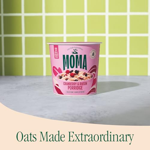 MOMA Instant Porridge Pots CRANBERRY & RAISIN - Pack of 12 x 70g - Breakfast Jumbo Oat with Real Fruit - Gluten Free, High in Fibre, Source of Protein & Rich in Vitamin B6 - Made in UK