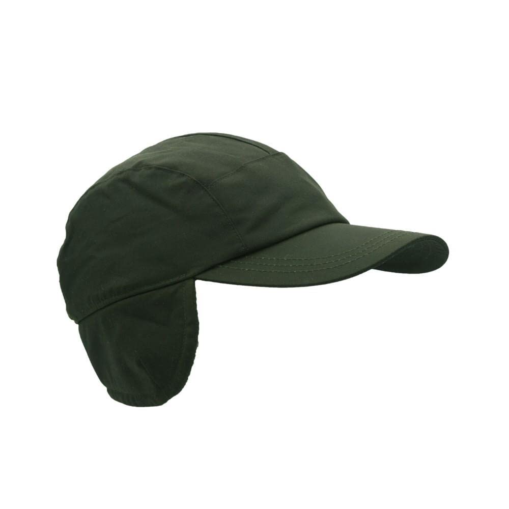 Walker And Hawkes Olive - Wax Ellwood Baseball Cap W/Foldable Ear Flaps - Medium (58Cm)