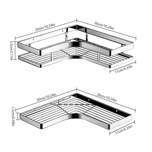 Étagère de douche d'angle sans perçage en acier inoxydable durable