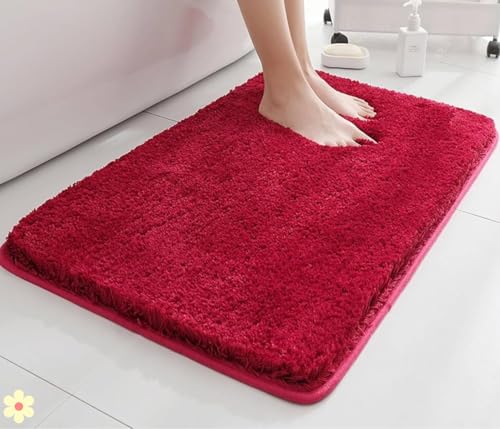 Image of HOWNICE Door Mat for Home,Bedroom,Bathroom,Kitchen,Living Room,Entrance,Room Mats,Foot Mats,Floor mat,Main Door,Non Slip Mats,Door Mate,Floor Mat,Soft Matt Fluffy (Bedroom Mat Red Matt, Medium)