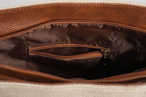 Image of Babbotty Jute Stylish Tote Bags for Women Big Size with Zip Multiple Compartments Inner Pocket Ladies Purse Handbags Girls Shoulder Hobo Bag for Office College Daily Use & Travel