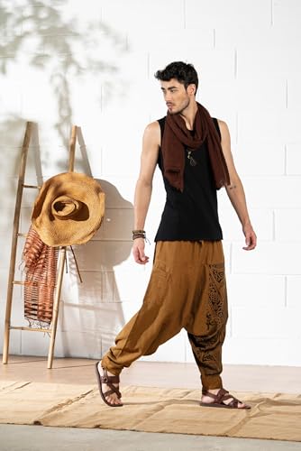 The Veshti Company Calça masculina folgada estilo boho hippie festival de música dança calça boho yo