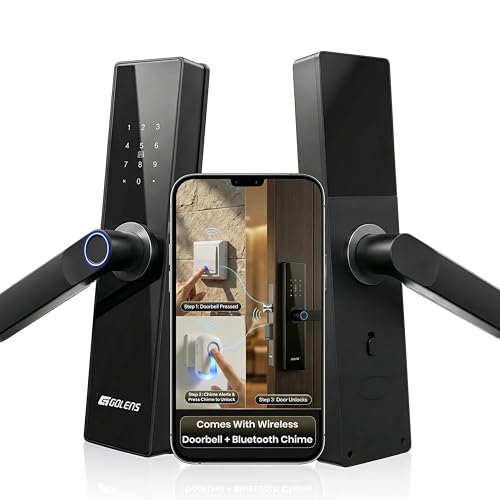 Golens FullGuard X3NPro Smart Door Lock | 9-in-1 Access (Unique Chime + Bell Switch Unlocking, WiFi + Bluetooth, Fingerprint, PIN, RFID, OTP, App, Mechanical Key) Biometric Digital Lock for Main Door