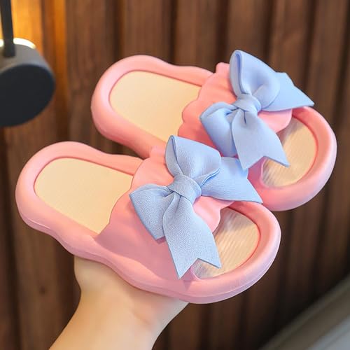 Girls Bow Slippers Cute Flip Flops Summer Cushion Thick Sole Large Bow Kawaii Platform Cloud Slides Home Sandals2